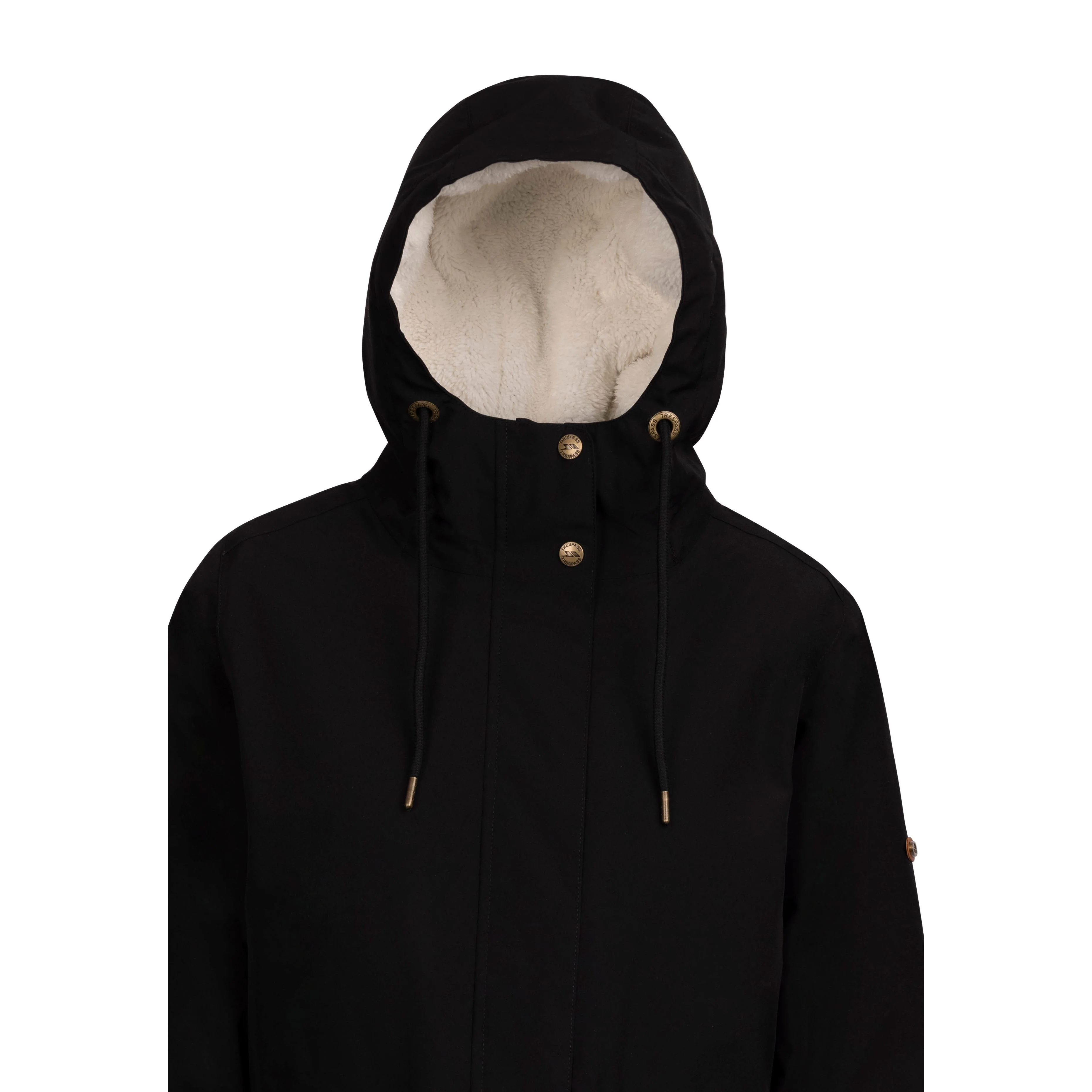 Vailsom Womens Longer Length Padded Fleece Lined Waterproof Jacket in Black - Image 3