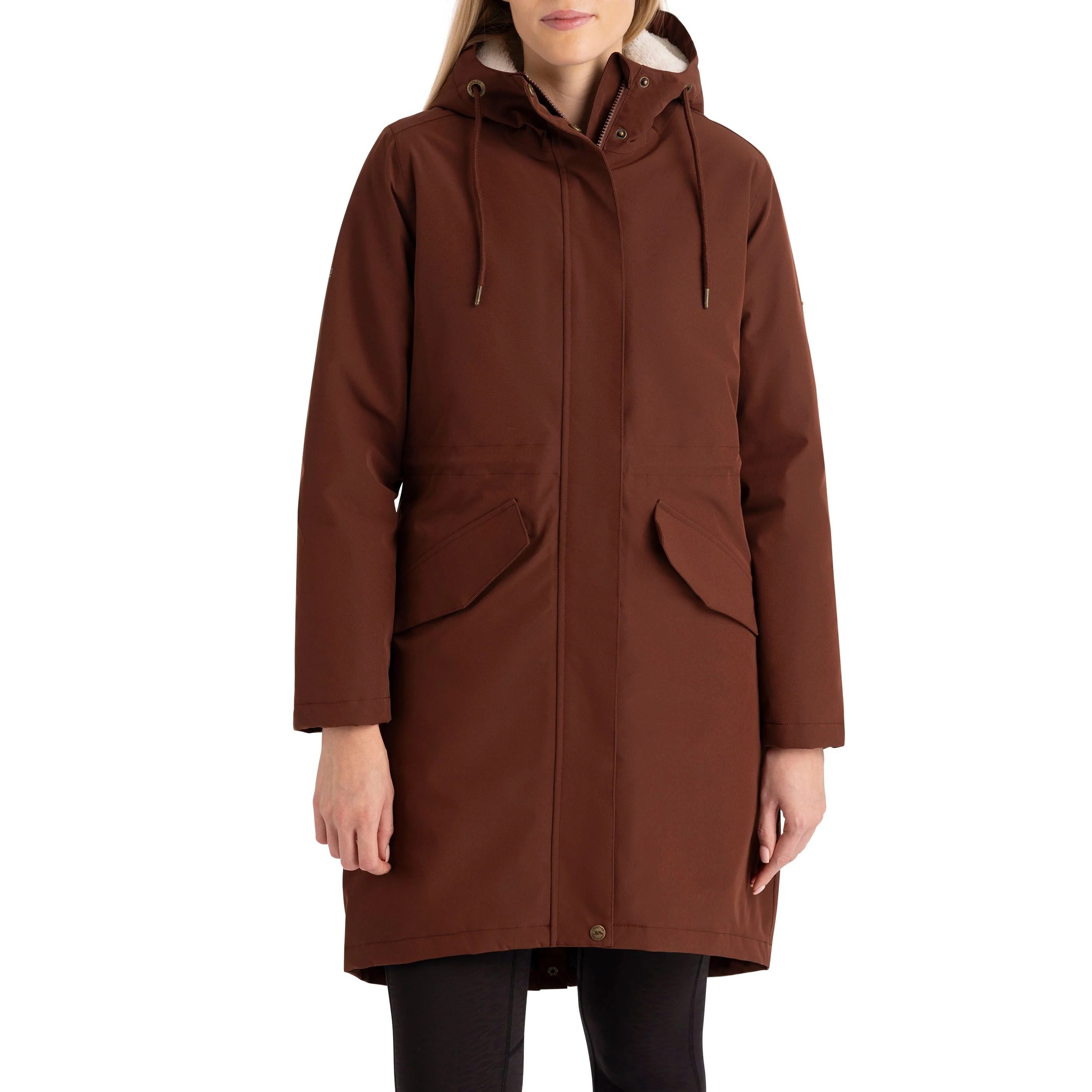 Vailsom Womens Longer Length Padded Fleece Lined Waterproof Jacket in Chestnut - Image 5