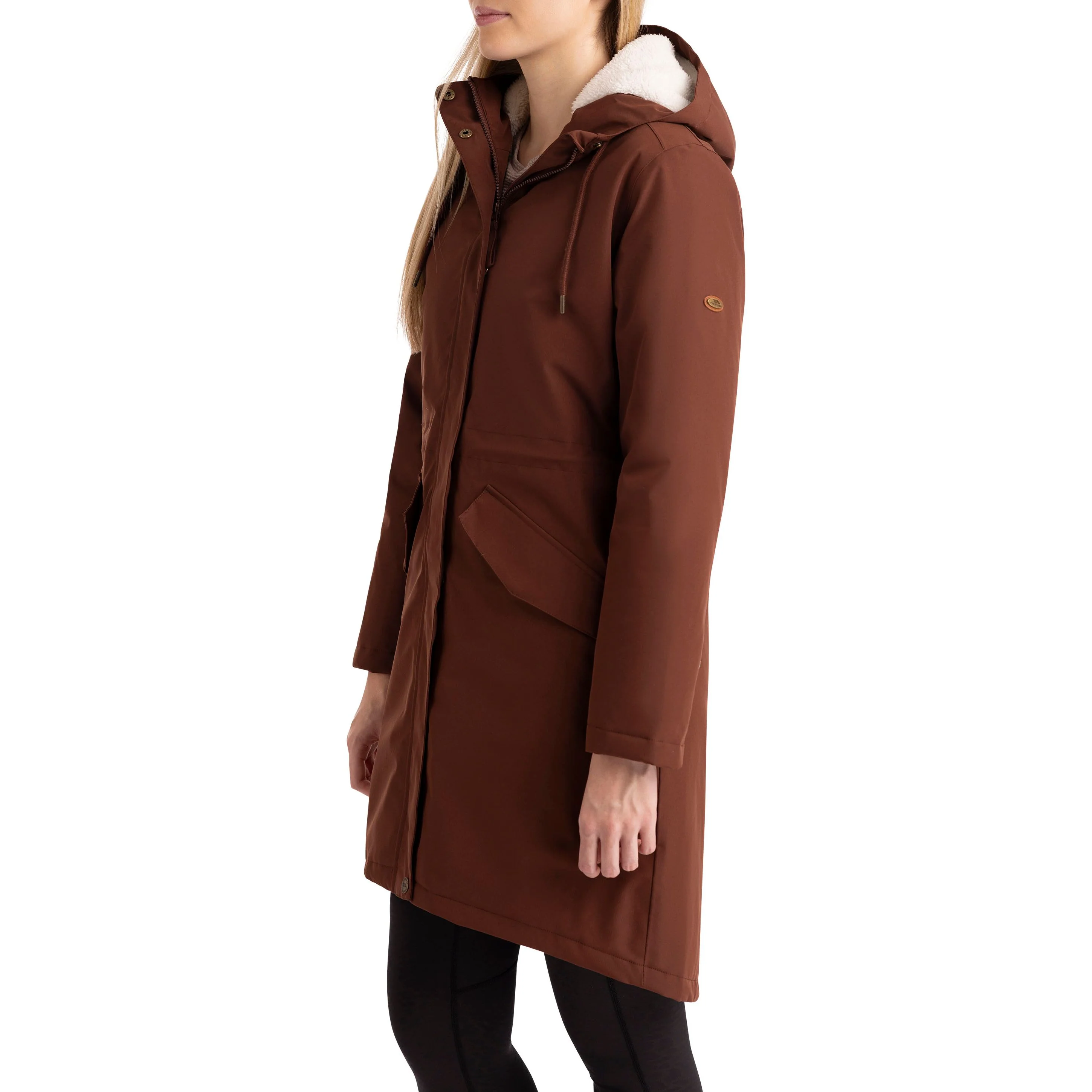 Vailsom Womens Longer Length Padded Fleece Lined Waterproof Jacket in Chestnut - Image 7