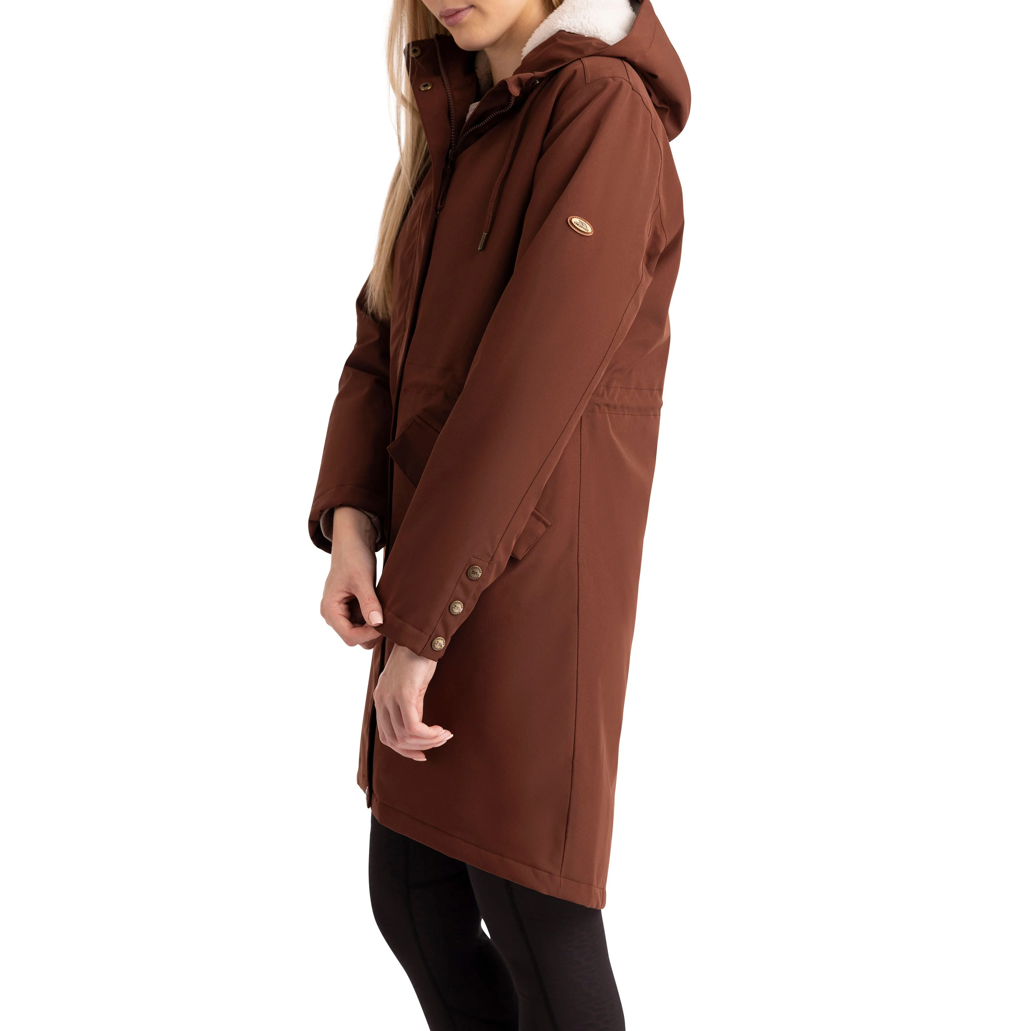 Vailsom Womens Longer Length Padded Fleece Lined Waterproof Jacket in Chestnut - Image 8