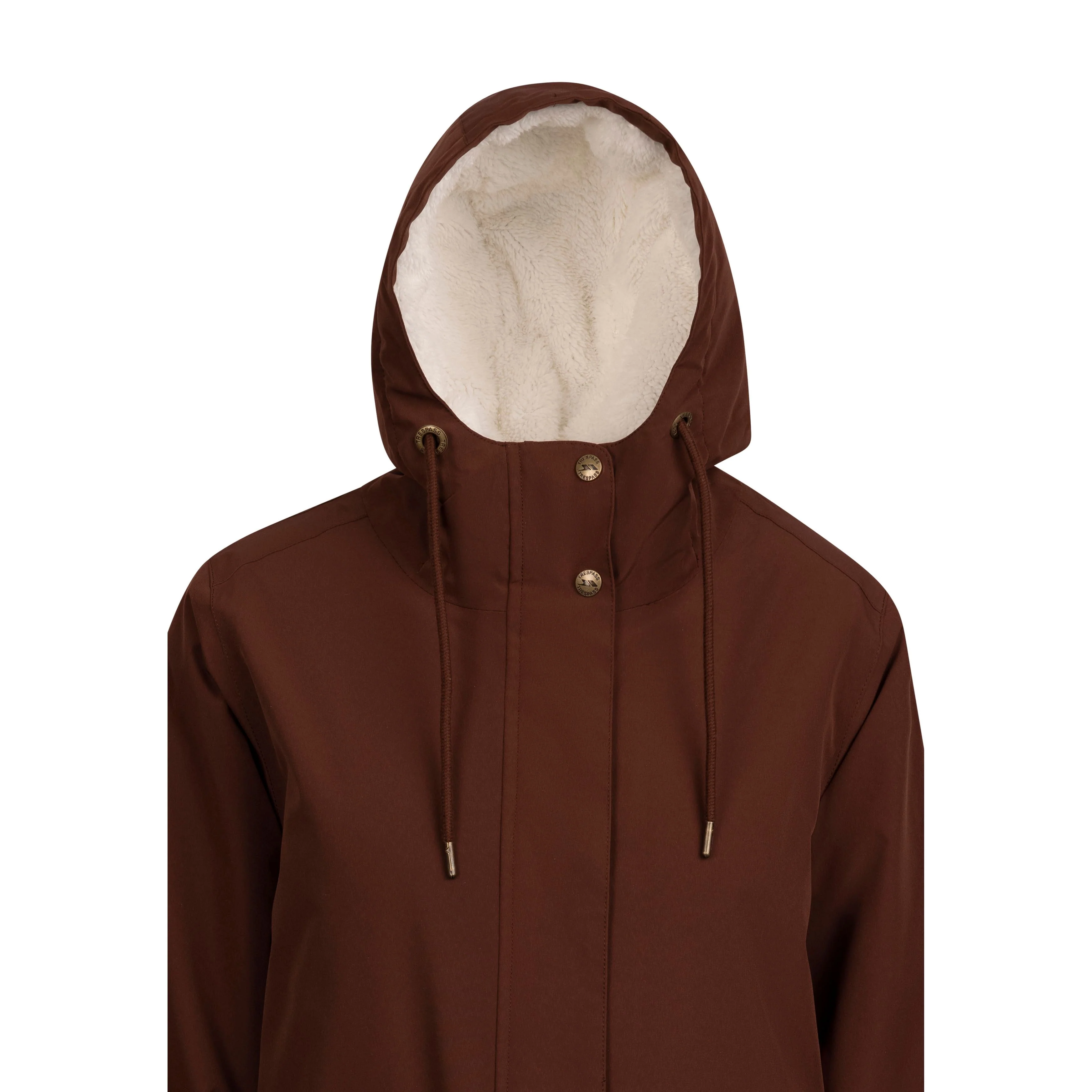 Vailsom Womens Longer Length Padded Fleece Lined Waterproof Jacket in Chestnut - Image 9